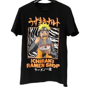 Naruto Shippuden Collection Men’s Black ICHIRAKU RAMEN SHOP graphic shirt